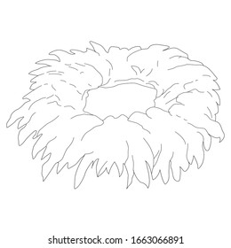 Bird's nest is made in a flat style. Linear illustration on a white background.