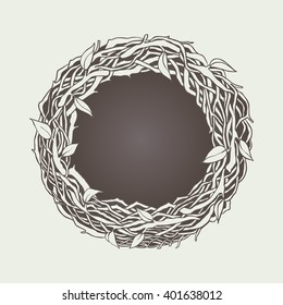 Bird's Nest natural branches interlacing - vector illustration