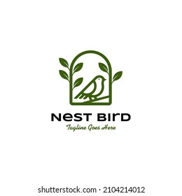 Birds nest nature on tree logo Vector