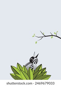 Bird's nest. Birds and nature. vector illustrations.