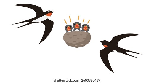 Bird's nest simple vector illustration