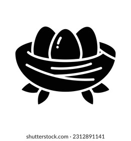 Birds nest vector design in editable style, isolated on white background