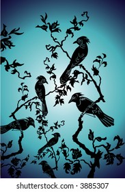 birds in the nocturnal stopping, vector