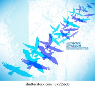 birds on blue sky silhouette vector design