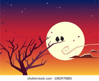 Birds on branch background