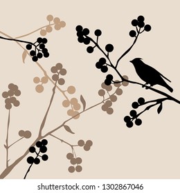 Birds on the branch during summer days - vector illustration