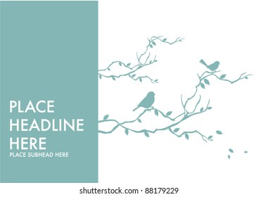 birds on branch template vector/illustration