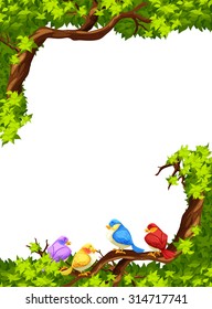 Birds on the branch of a tree illustration