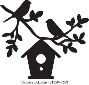 Birds On Branch Vector Clip Art Stock Vector (Royalty Free) 2185947683 ...