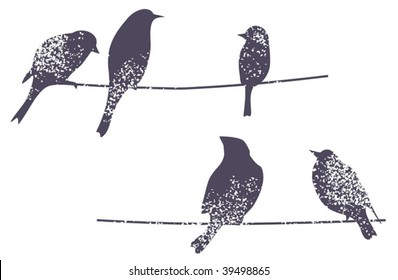 Birds on the branch. Vector illustration.