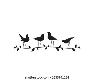 Birds on branch, Vector. Wall Decals, Birds Silhouettes. Minimalist poster design, banner design. Birds on branch, Illustration. Wall art decor, Wall Decals isolated on white background 