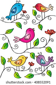 Birds on branches
