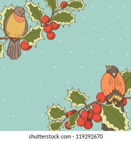 Birds on branches, vector illustration