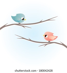 Birds on a branch.Vector illustration 