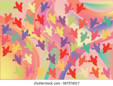 birds on a color background
