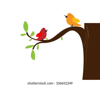 Birds on different branches