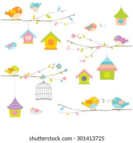 Birds on different branches