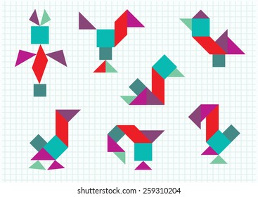 birds on the farm Tangram