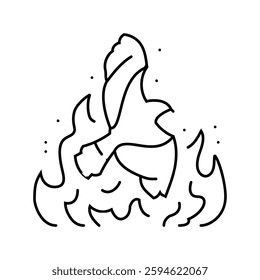 birds on fire wildfire disaster line icon vector. birds on fire wildfire disaster sign. isolated contour symbol black illustration