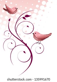 Birds on floral elements - vector