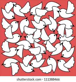 a lot of birds on a pink background