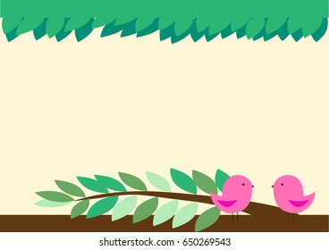 Birds on tree background card