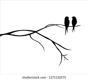 Birds on a tree branch black