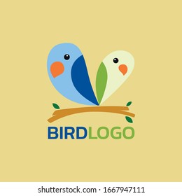 birds on tree branch logo, bird logo vector