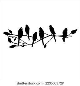 The birds on a tree branch in the spring time