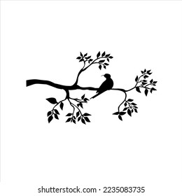 The birds on a tree branch in the spring time