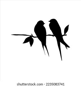 The birds on a tree branch in the spring time