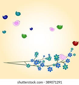 birds on tree branch template vector/illustration