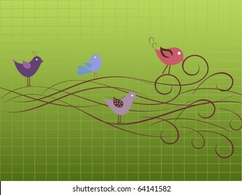 Birds on the tree branches