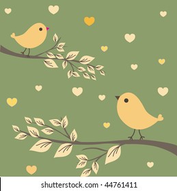 Birds on the tree. Vector illustration.