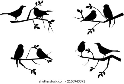 Birds On Twig Silhouette Vector Design Stock Vector (Royalty Free ...