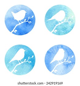 Birds on a watercolor background