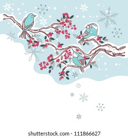 birds on a winter tree