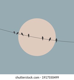 Birds on the Wire Concept Minimal Vector Graphic Design