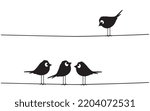 Birds On Wire Silhouettes Vector, Minimalist poster design isolated on white background. Scandinavian design. Wall Decals, Art Decor, Birds Silhouettes illustration