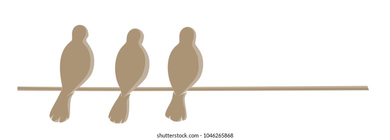 Birds on a wire.  Transparent background (areas displayed as white) in vector file.