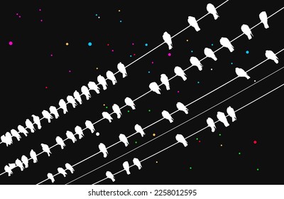 Birds on a wire. Vector