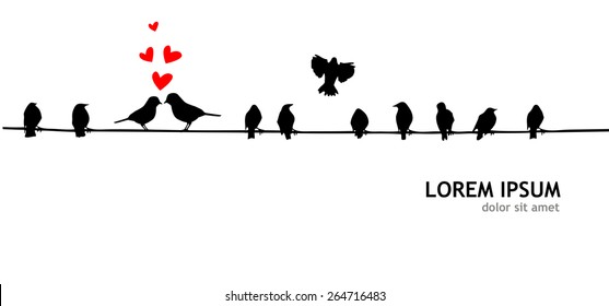 Birds on the wire. Vector