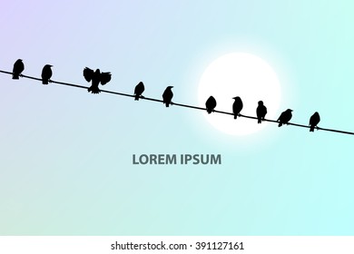 Birds on a wire. Vector