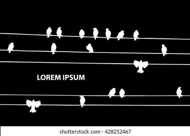 Birds on a wire. Vector