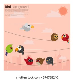 birds on wires background , vector, illustration