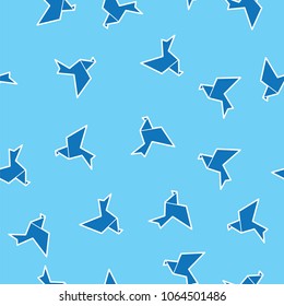 Birds outline on blue seamless pattern background. Blue bird pattern background