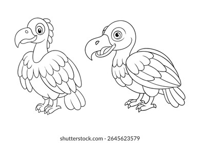 Birds outline vector , Set of black Birds coloring book vector 