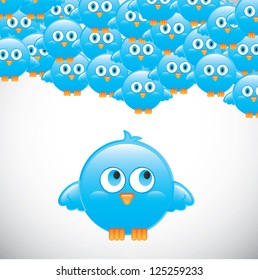 Birds over white background vector illustration Follow me