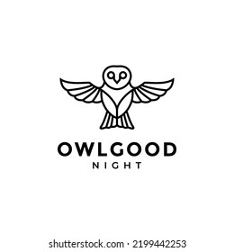 birds owl line modern logo design