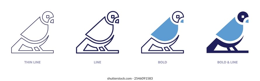 Ícone de aves do paraíso em 4 estilos diferentes. Linha fina, Linha, Negrito e Linha Negrito. Estilo duotônico. Traçado editável.